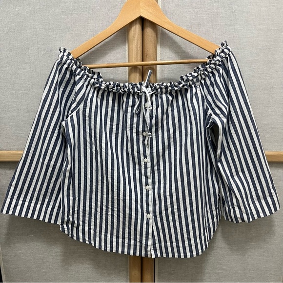 Madewell Shimmer Stripe Off-the-Shoulder Top Size S - Picture 4 of 9